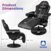 Massage Video Gaming Recliner Chair with Adjustable Height-Black - Color: Black