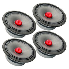 5 CORE 8 Inch Mid-Range Bullet Pro Audio Car Speaker, Red Aluminium Bullet (size: 4PCS MR 6.5 BLT R 8oHM)