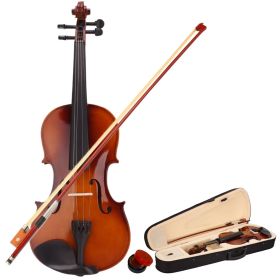 New 4/4 Acoustic Violin Case Bow Rosin Natural (Color: Natural)